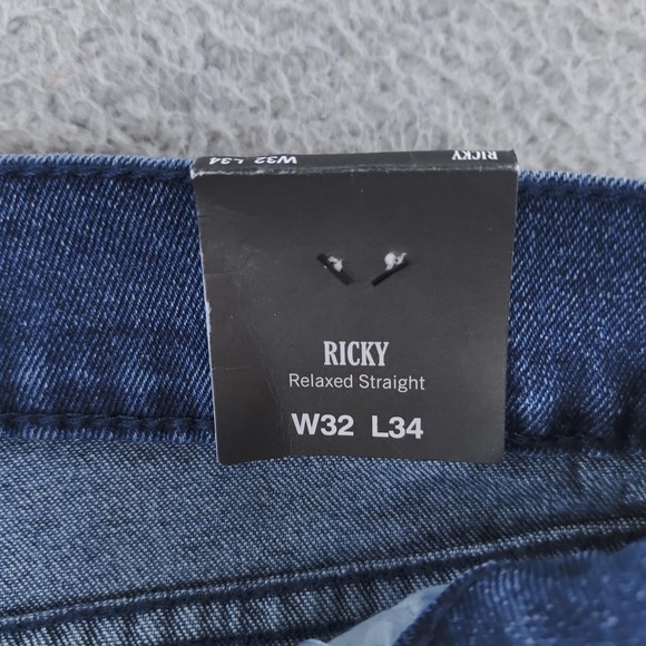 True Religion Ricky Relax Straight Jeans Mens 32x34 Blue Flap Pocket Stretch NWT - Picture 11 of 16